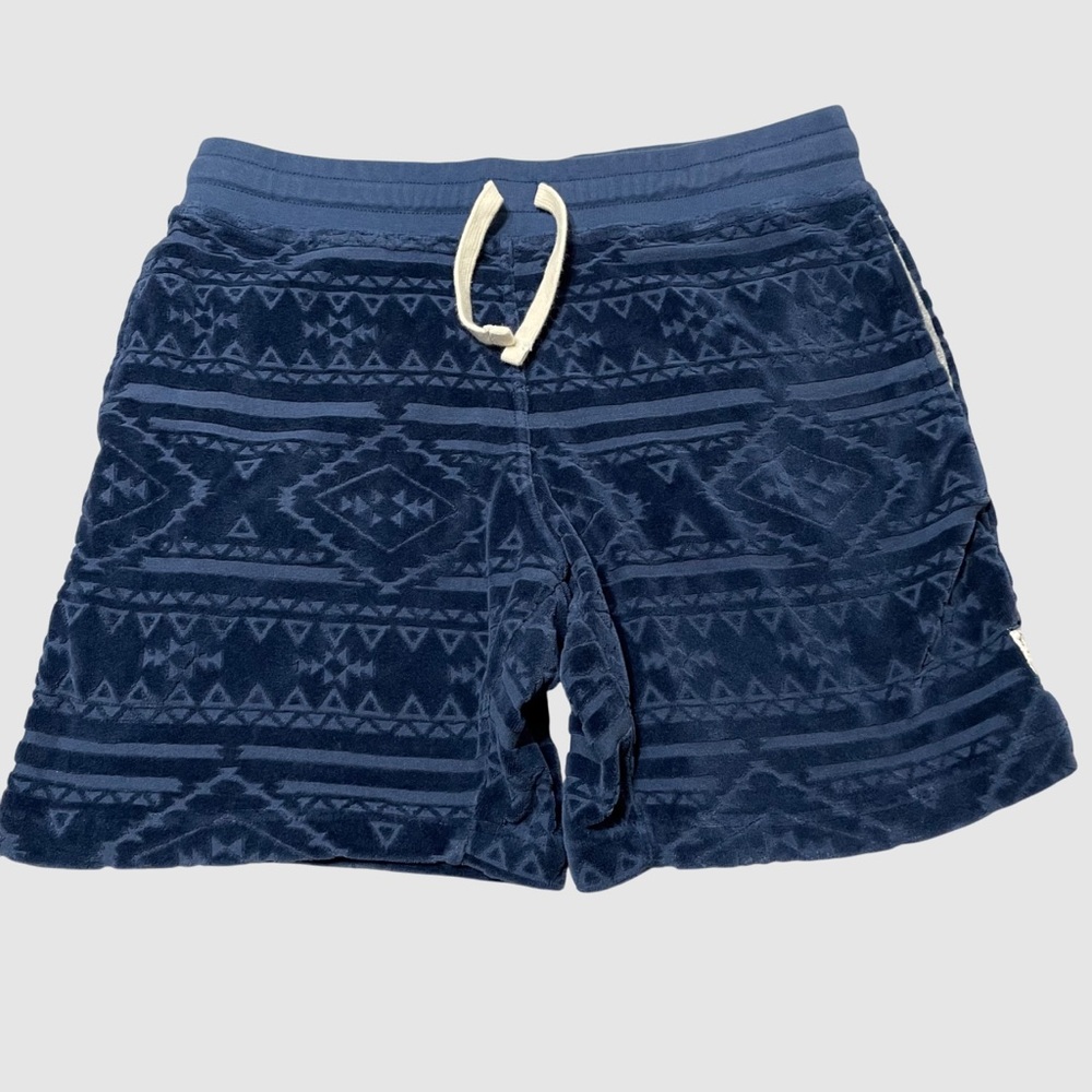 Chubbies Lounge Wear Men’s Small Velour Blue Shorts 7" Lounge Aztec Drawstring